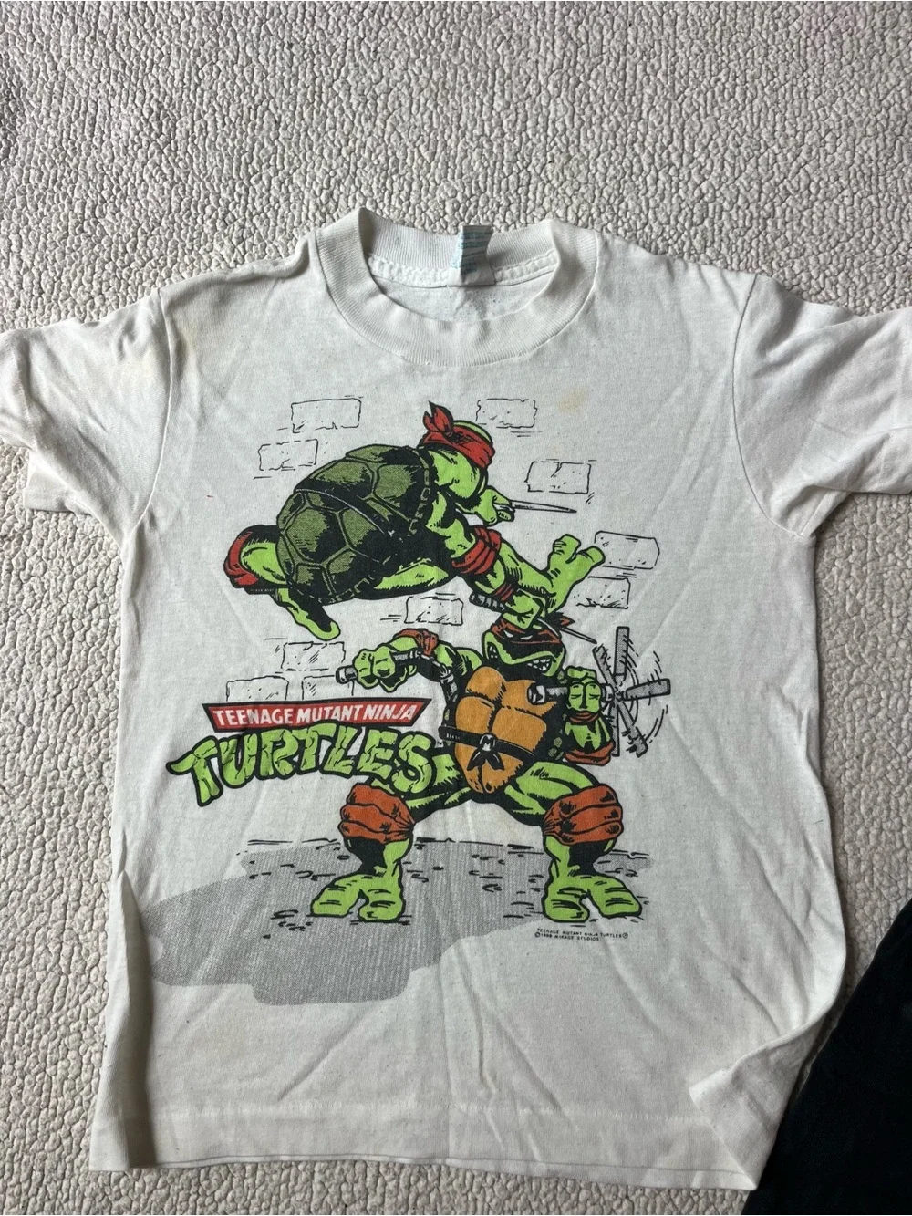 VINTAGE 1988 CHED TMNT BLACK & WHITE PAJAMA SET BOYS YOUTH M
